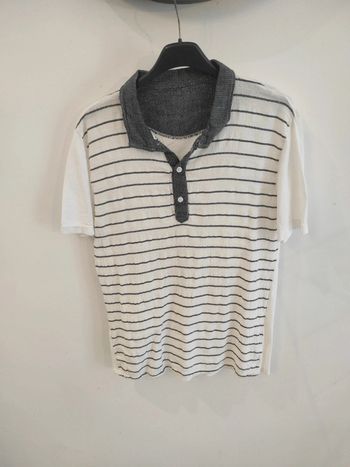 Polo homme blanc rayé taille S