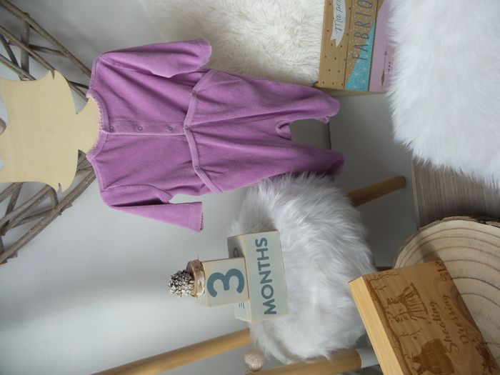 Jolie pyjama velour Hello Kitty violet lila bébé fille 3 mois - photo numéro 2