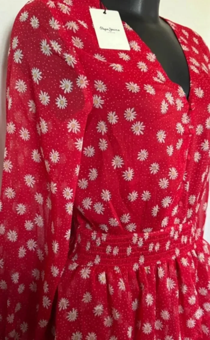Robe froufrous rouge neuve Pépé Jeans 38 - photo numéro 3