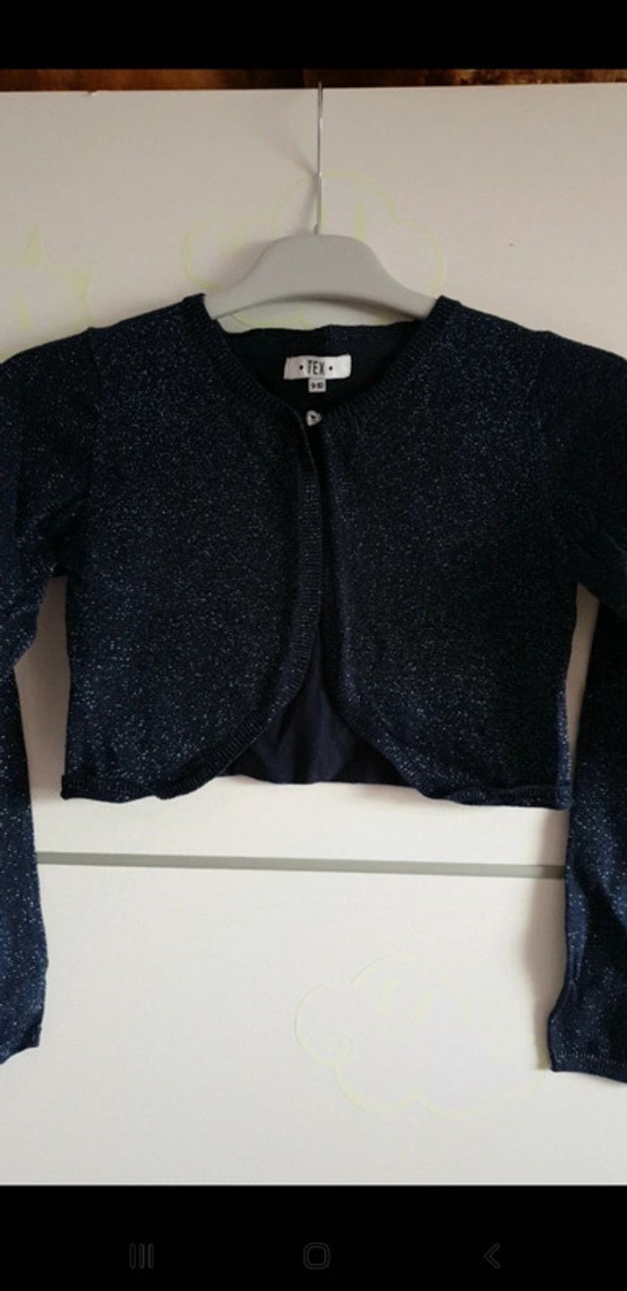 Bolero bleu paillettes 9-10 ans