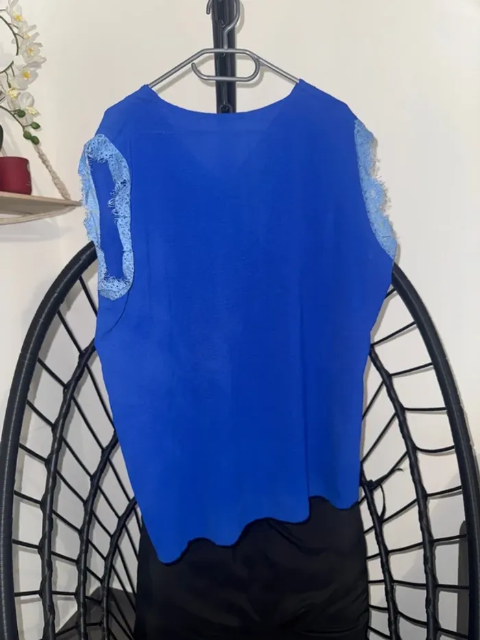 Débardeur femme bleu sans manches – Taille unique – Léger et tendance - photo numéro 3