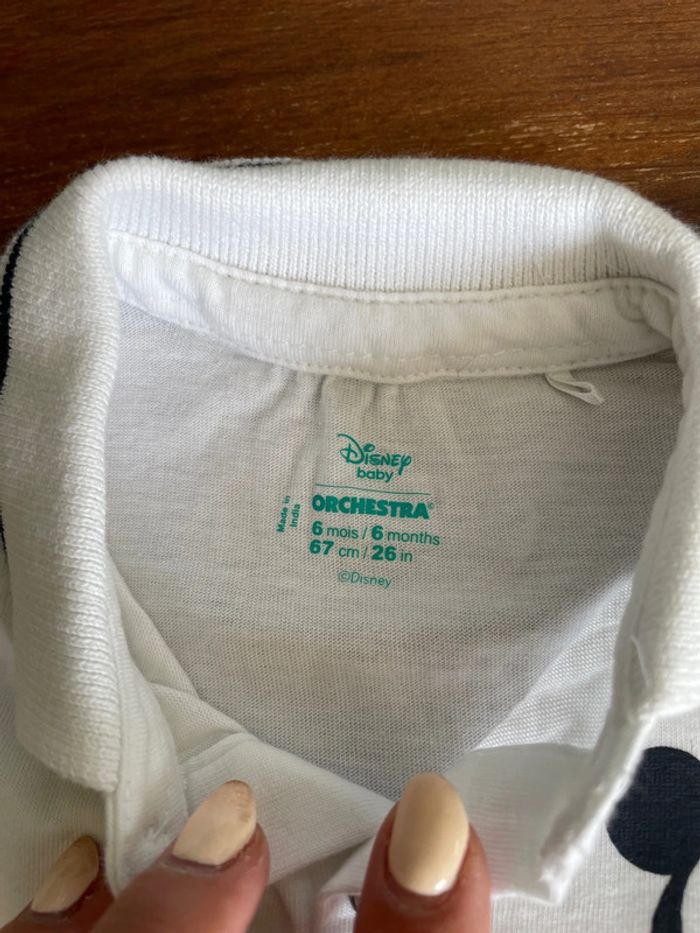 Polo manches courtes blanc Disney Mickey détachable à l’avant 6 mois - photo numéro 2
