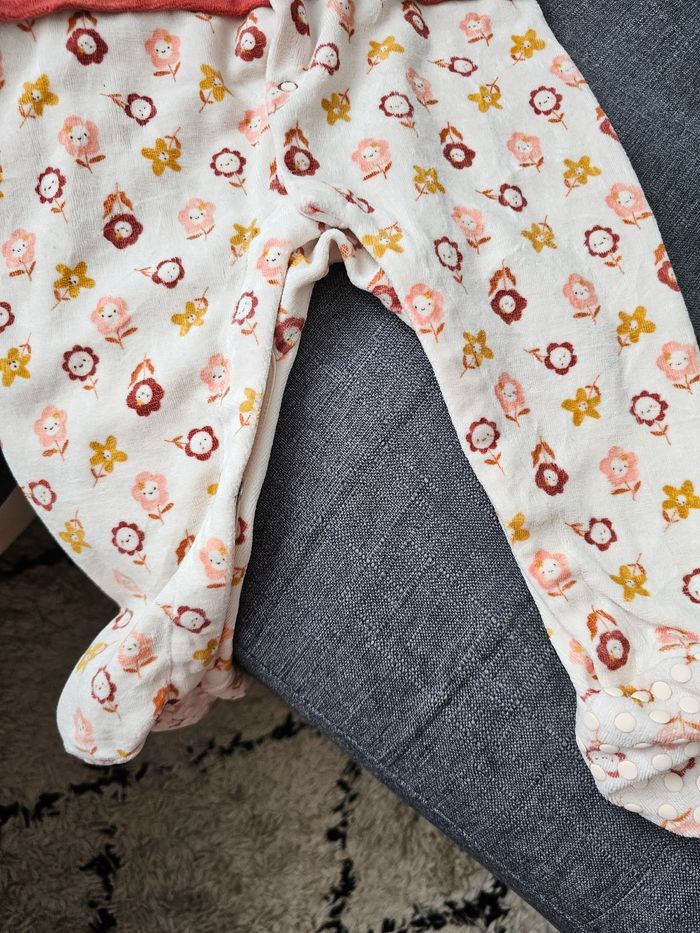 Grenouillère bébé 12 mois rose terracotta à motifs – manches longues - photo numéro 5