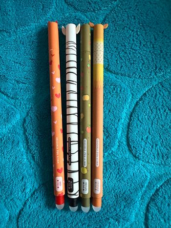 Lot de quatres stylos  effacables nimaux 