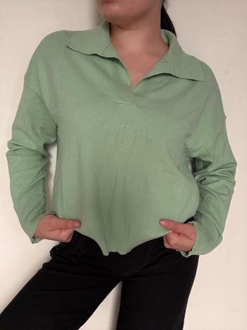 Pull col V vert clair Cache Cache L/XL - doux cocooning