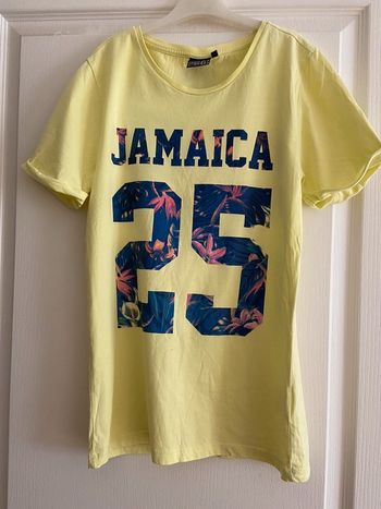 Tee-shirt jaune We taille xs 100% coton manches courts, col rond, neuf