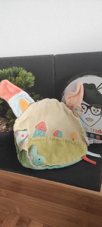 Moulin Roty doudou rond arbres oiseau maison Balthazar Valentine Fleur Vert Bleu