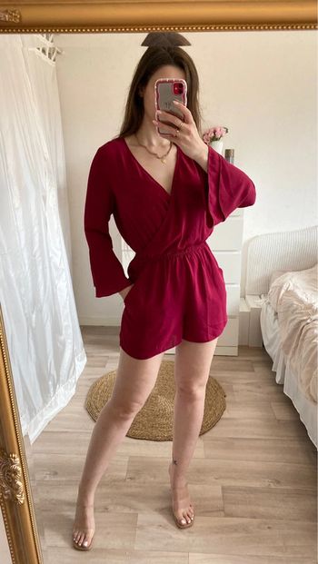 Combishort bordeaux manches longues