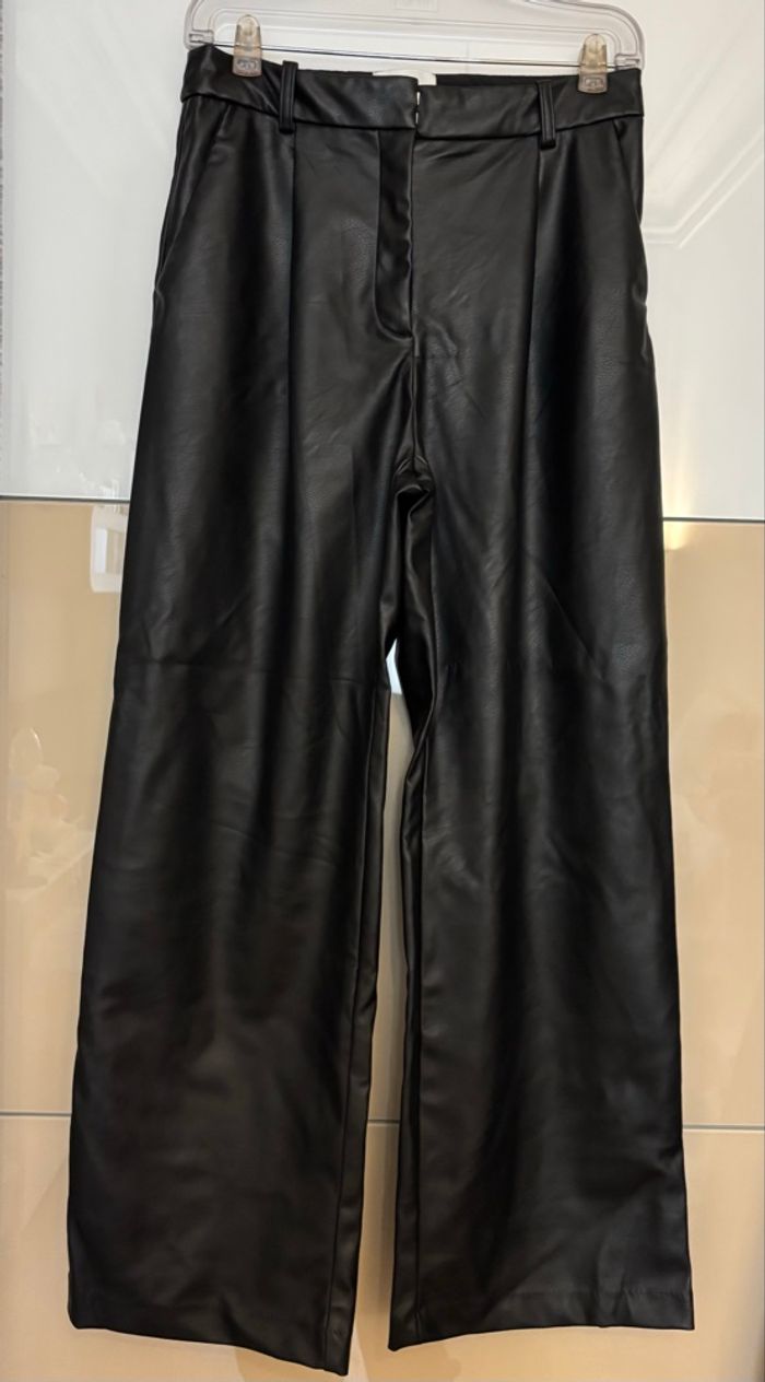 Pantalon large similicuir noir 40