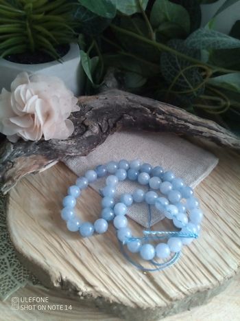 Lot de perles en pierre aigue marine