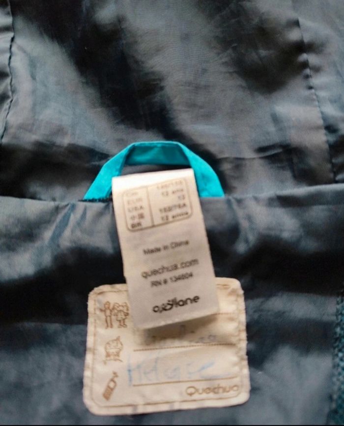 Blouson déperlant imperméable queshua 12 ans imperméable bleu - photo numéro 2