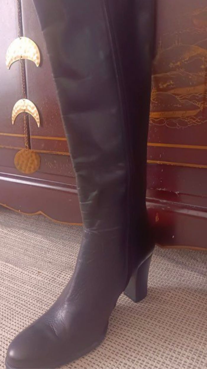 Bottes hautes vintage cuir 35 - photo numéro 3