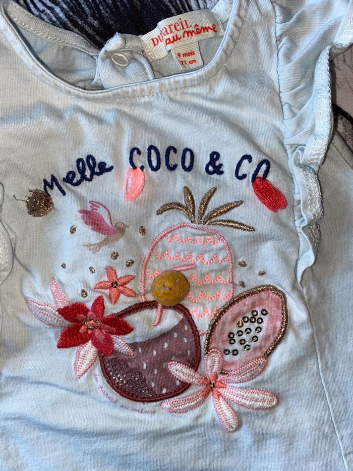 Ensemble pantalon legging jeans et t-shirt, taille 9 mois, marque DPAM et Tape à l’œil. - photo numéro 3
