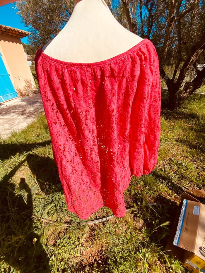 Ample Tunique en dentelle, rose, vif, taille unique - photo numéro 3