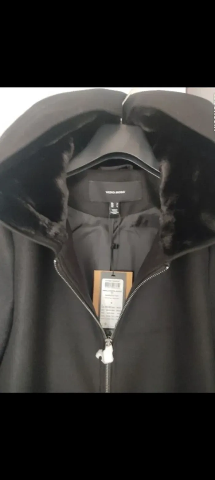Vero Moda manteau noir classique à capuche taille S - photo numéro 4