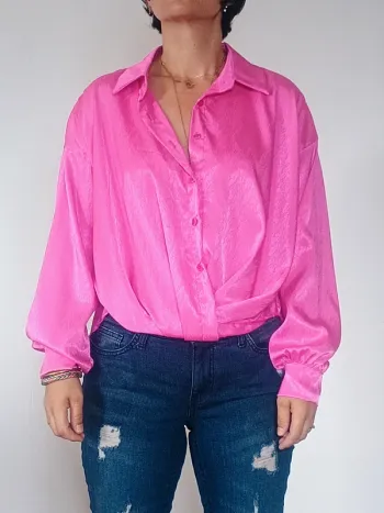 chemisier rose satin neuf TU