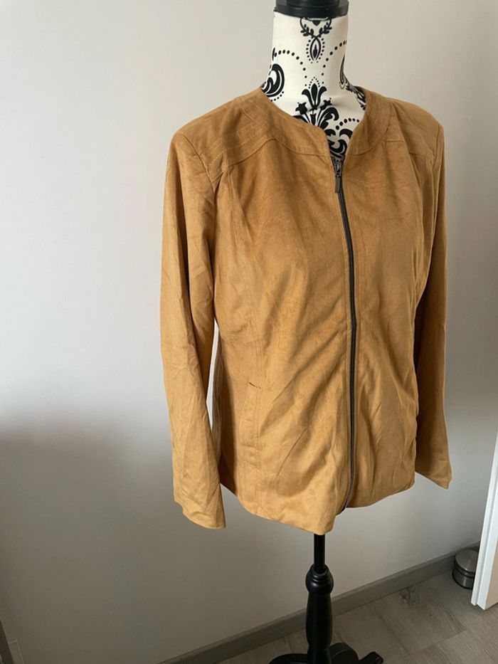 Veste blouson à manches longues moutarde en daim suédine Atlas for women taille 42/44 - photo numéro 2