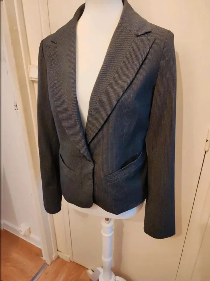 Blazer femme taille 42 à rayures blanches - photo numéro 3