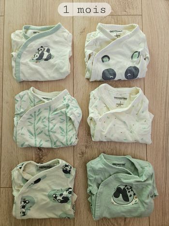 Lot de 6 bodies manches longues - 1 mois