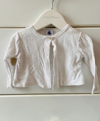 Gilet léger petite bateau vêtement bébé fille blanc dorée 6 mois