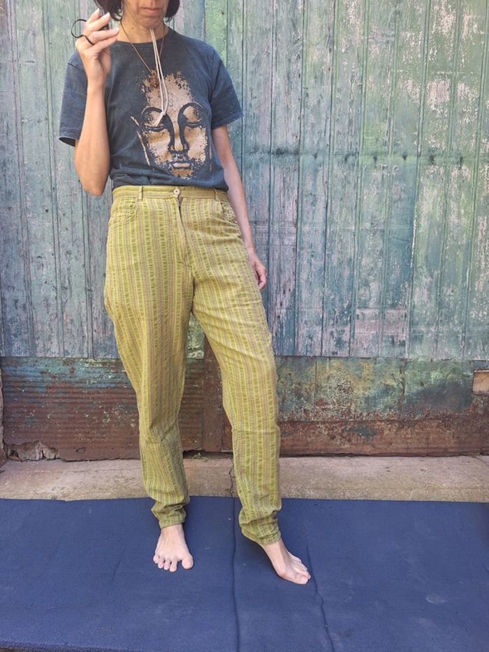 pantalon hippie coton couleur kiwi gingembre taille 38 - photo numéro 12