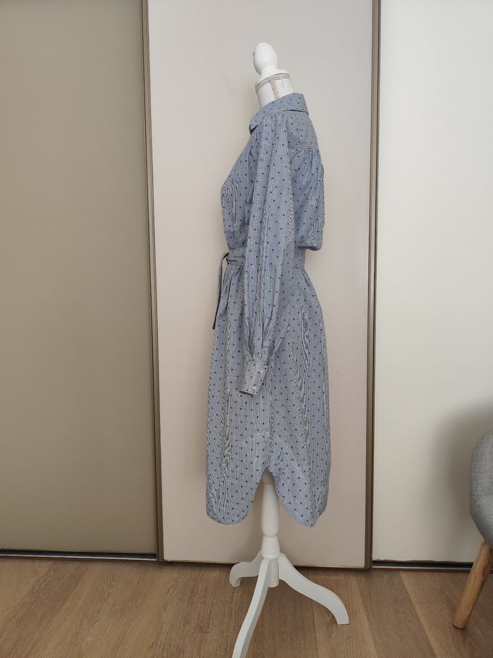 Robe Maje taille 36 coton blanc et bleu printemps été de - photo numéro 5