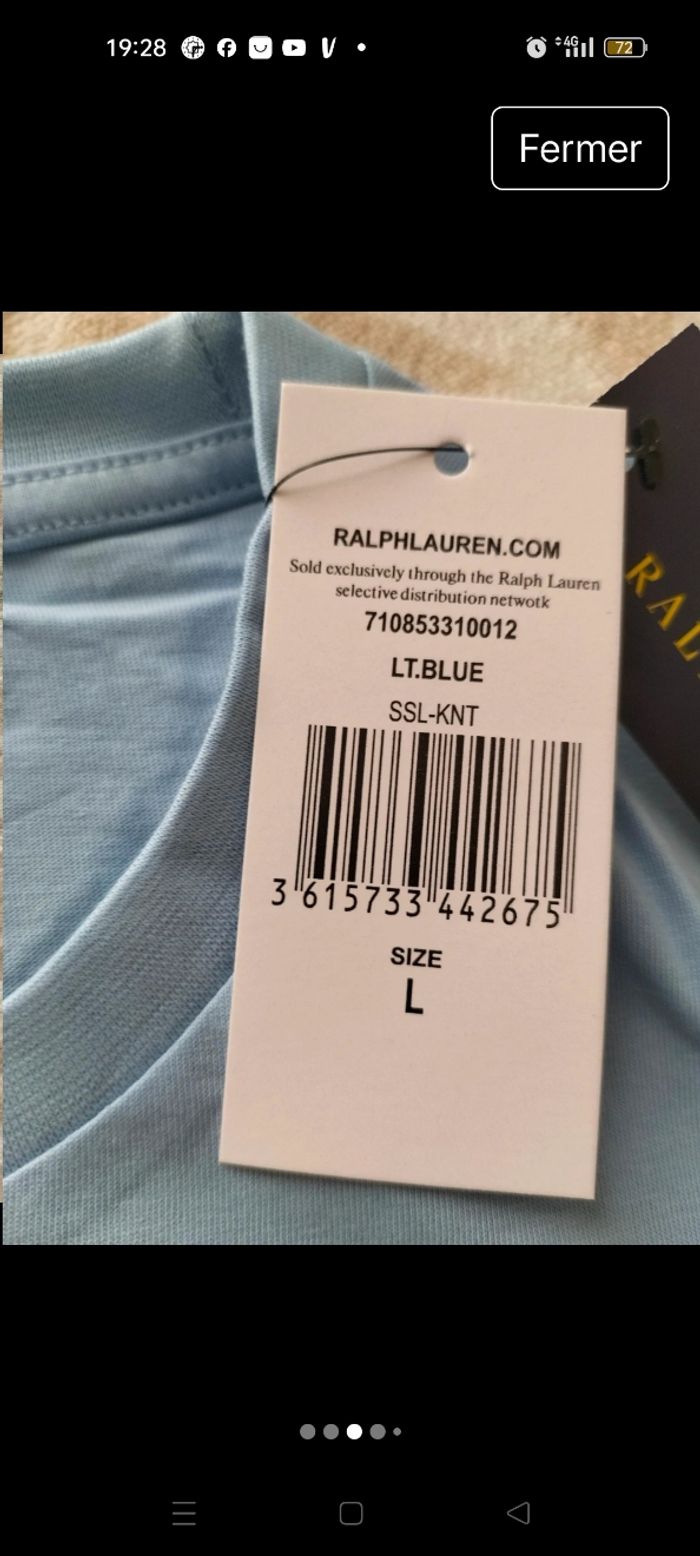 T-shirt homme ralph lauren bear taille L bleu clair 100% coton 35€ - photo numéro 9