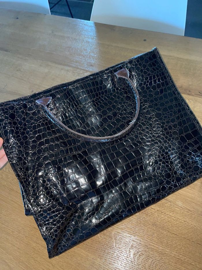 Sac à main Cuir style crocodile - photo numéro 5
