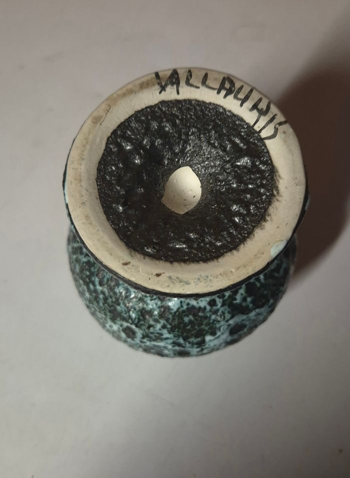 Coupe en céramique Vallauris émaillée décor lave "fat lava" vintage - photo numéro 5