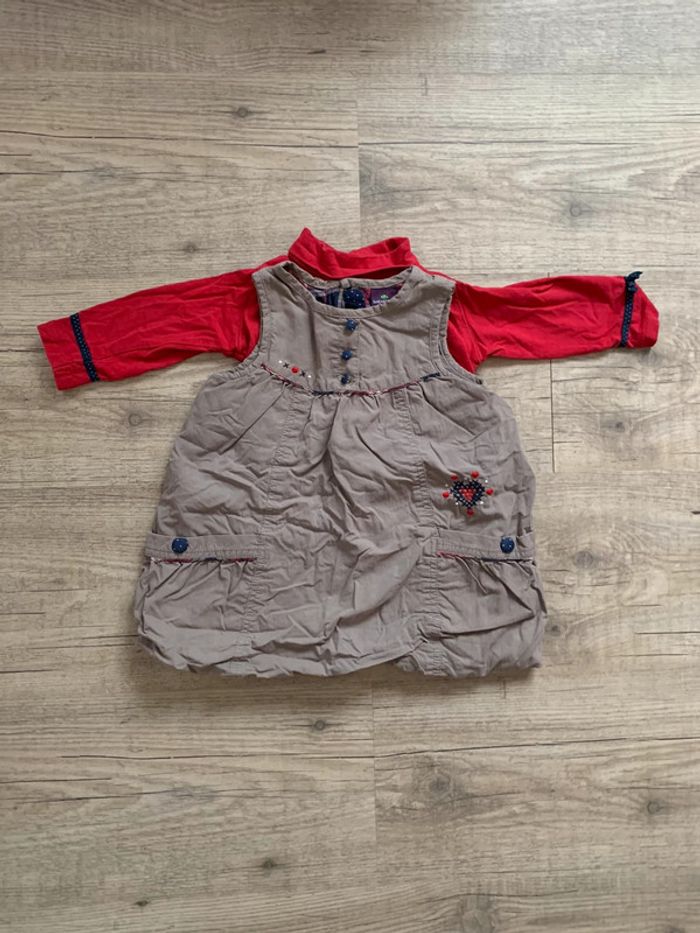 Robe hiver doublé et teeshirt ML 9 mois