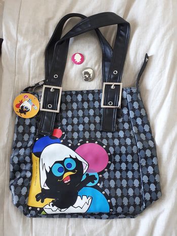 Sac à main Calimero + 2 badges