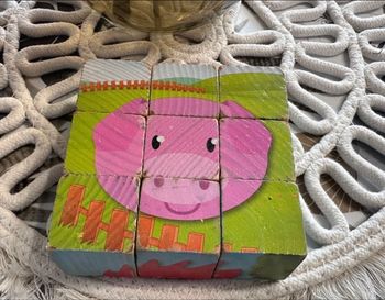 🧩 Puzzle Cube en Bois - Thème Ferme