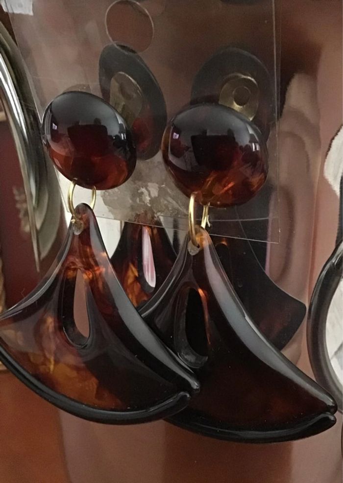 Très beaux clips couleur écaille vintage. Années 80 - photo numéro 4