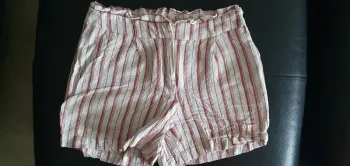Naf Naf Short écru rayé couleur terracota