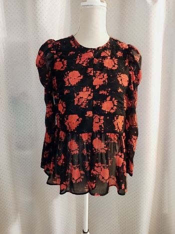 Blouse Zara à fleurs rouges, taille S, TBE!