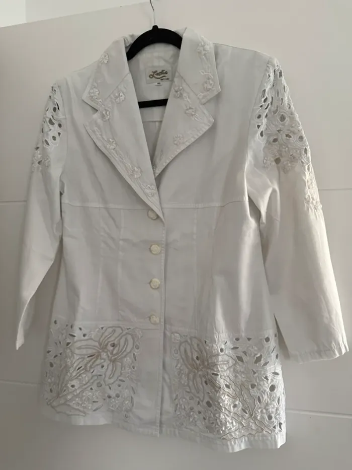 Veste blazer dentelle broderie vestido stretch denim manches vest manteau blouson Giacca jacket