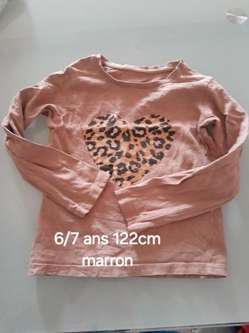 T-shirt ml fille marron 6/7 ans