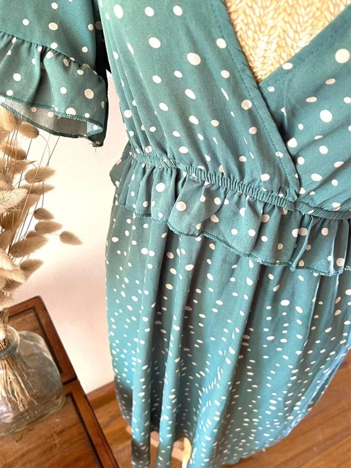 Robe à Pois Verte - vintage - photo numéro 9