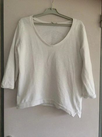sweat blanc manches 3/4