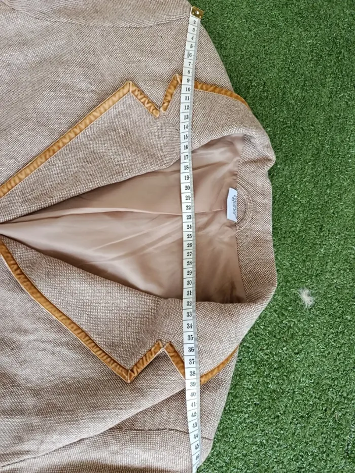Veste blazer vintage avec laine beige Together taille 46 - photo numéro 10