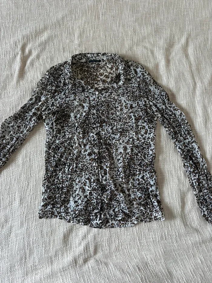 Chemise IKKS, taille 36 marron blanc