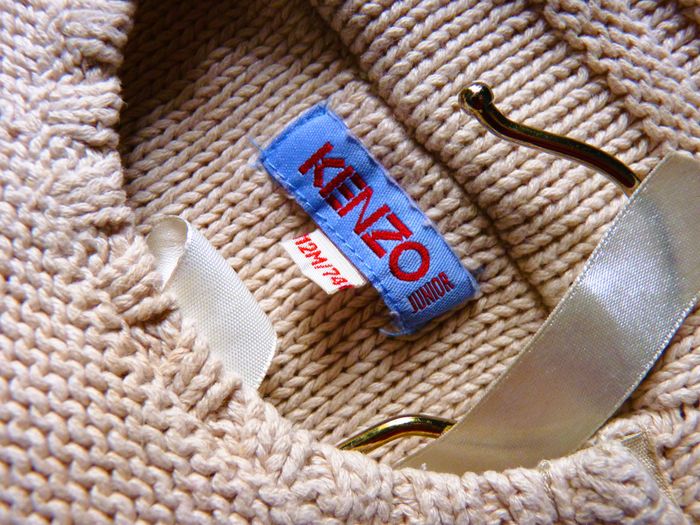 Pull sans manches bébé Garçon Kenzo 12 Mois lin beige bleu TBE maille tricot - photo numéro 3