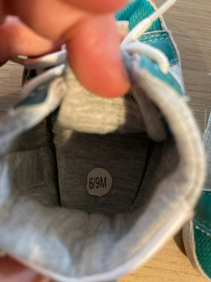 Chaussures bébé souples vert et gris 6/9mois - photo numéro 3