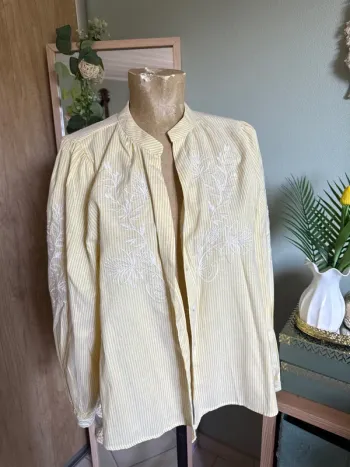 Magnifique chemise rayée et brodée femme