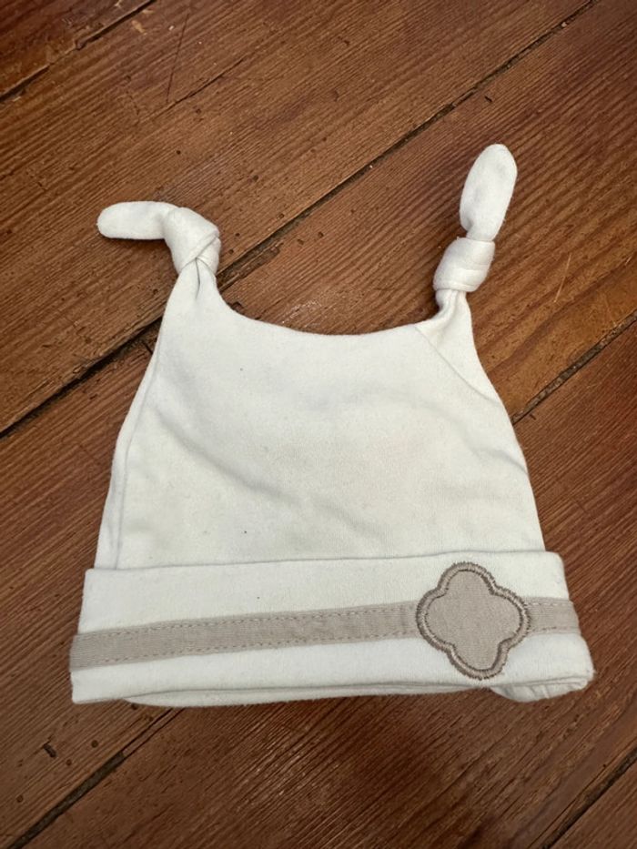 Bonnet bébé Doudou & Compagnie blanc gris