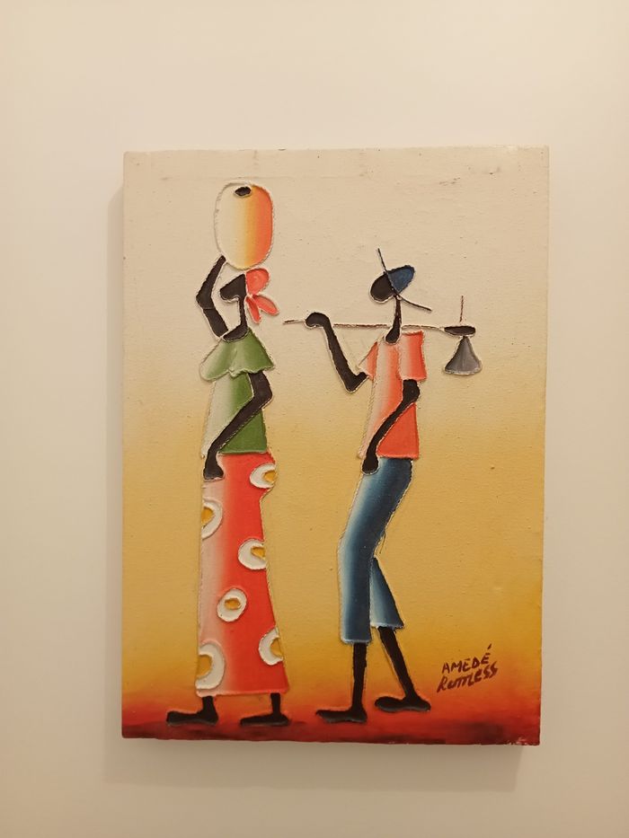 Lot cadres toile colorés + miroir soleil - photo numéro 3