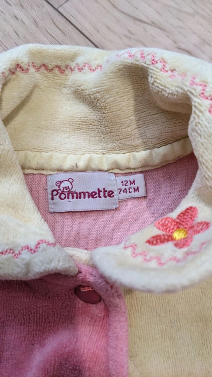 Pyjama/Grenouillère velours jaune et rose 12 Mois - photo numéro 4
