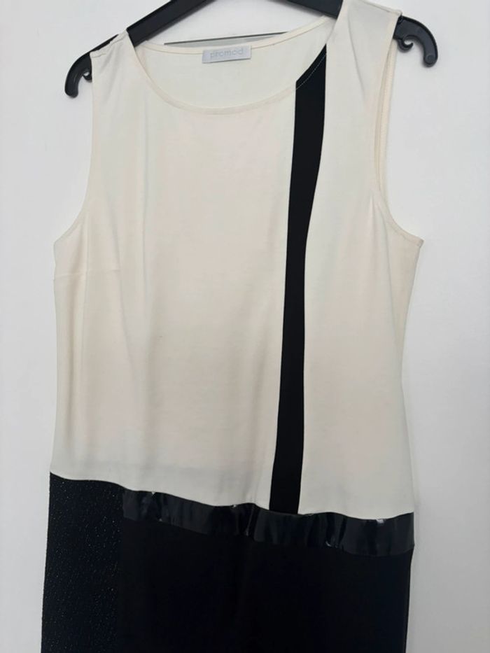 Robe droite originale blanc bi matière T38/40 - photo numéro 2