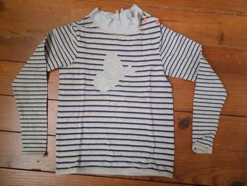 Sweet gris clair rayé marine et jaune motif papillon