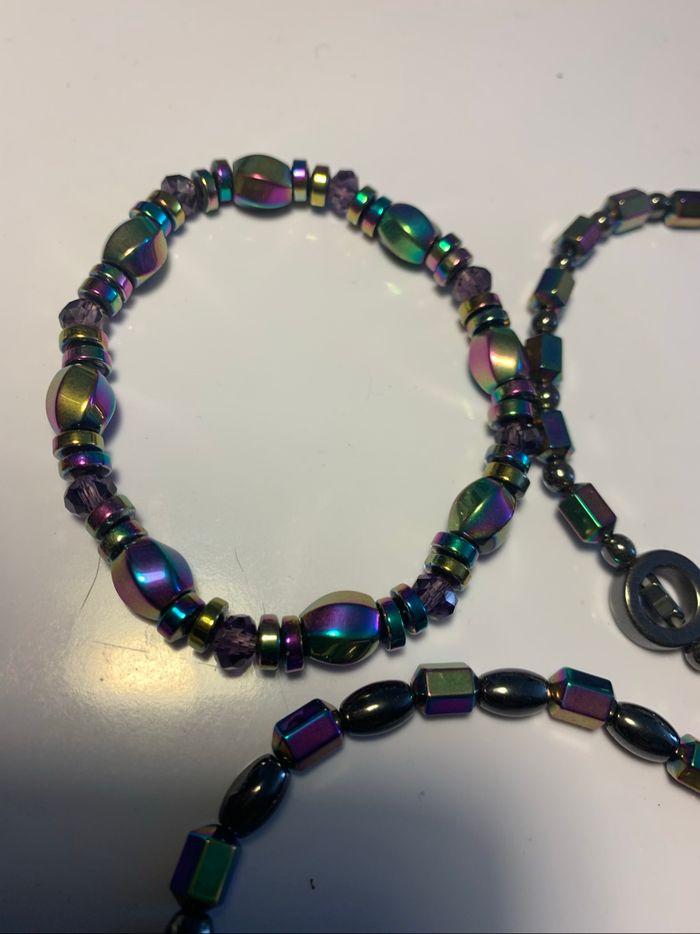 3 bracelets perles métalliques - photo numéro 3
